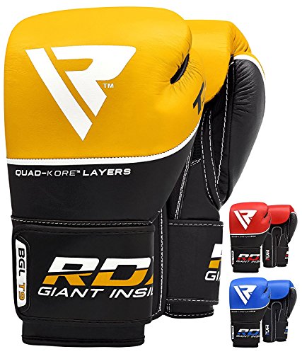 RDX Boxhandschuhe (Sparring, Rindsleder, Training, Gelb, 14 oz)