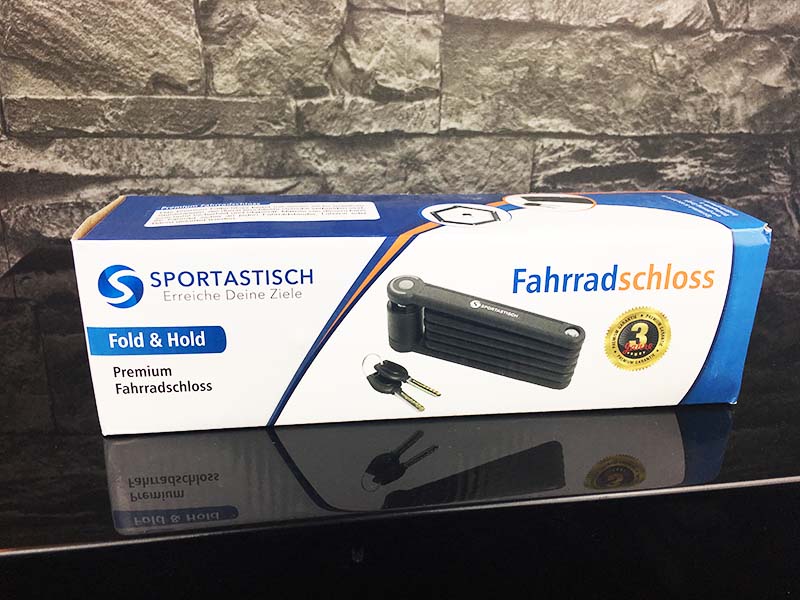 Farradschloss Test Sportastisch Fahrradschloss Hold on Verpackung