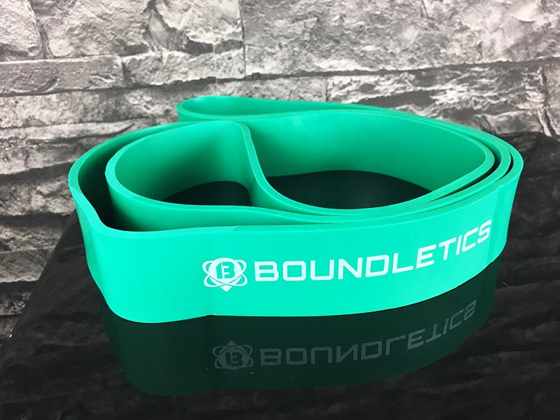 Fitnessband Test Boundletics grün 20 bis 55 kg Gesamtansicht ausgepackt