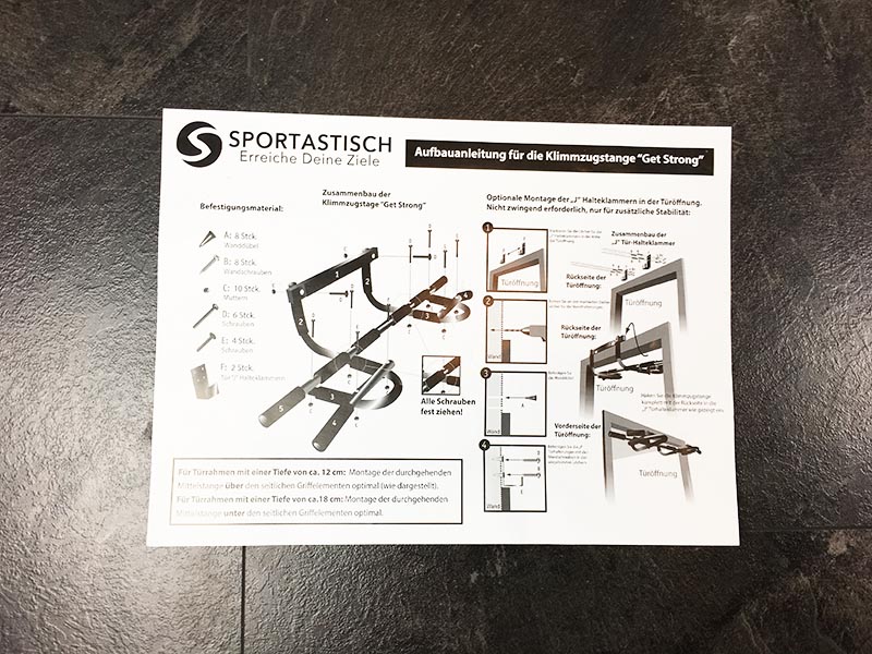 Türreck Test Premium Klimmzugstange Get Strong Sportastisch Anleitung